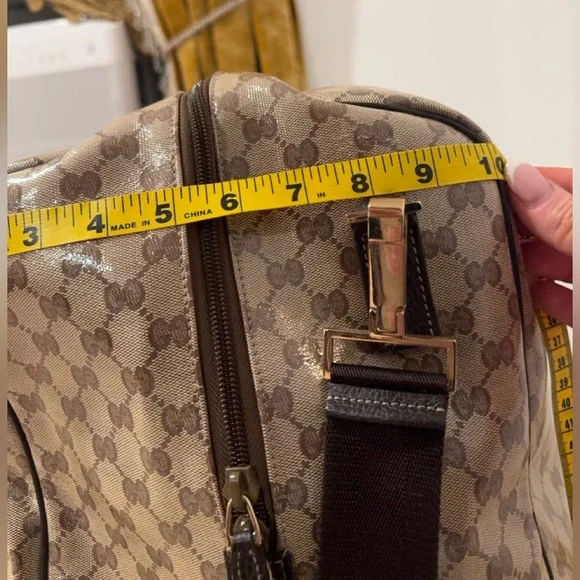 Gucci Crystal Monogram Large Carry On Duffle Weekender Bag Dark Brown - Picture 14 of 15